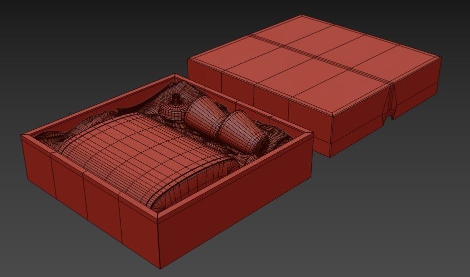 Steel Alcohol Bottle And Box Low-poly 3D model_23