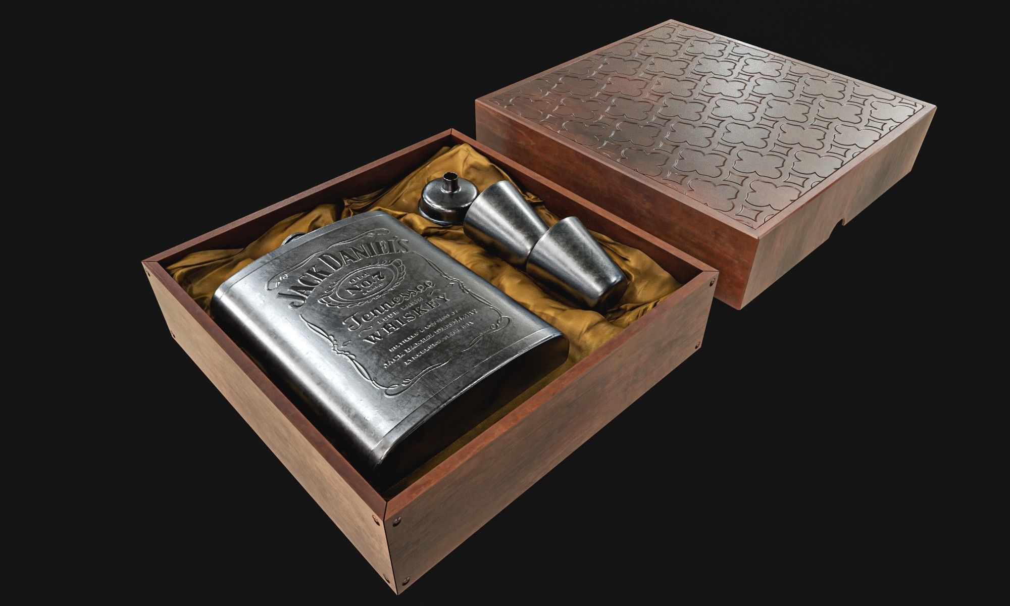 Steel Alcohol Bottle And Box Low-poly 3D model_16