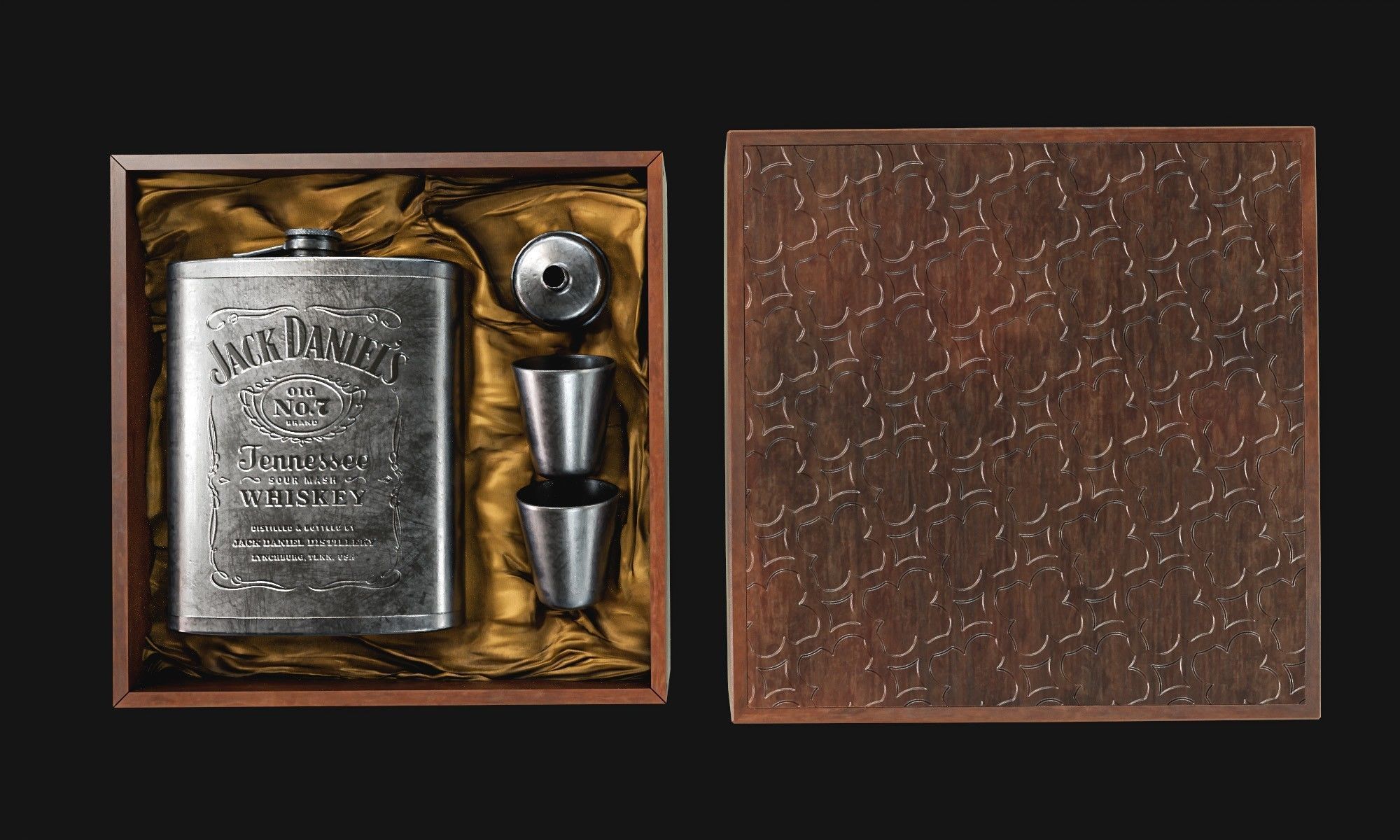 Steel Alcohol Bottle And Box Low-poly 3D model_17