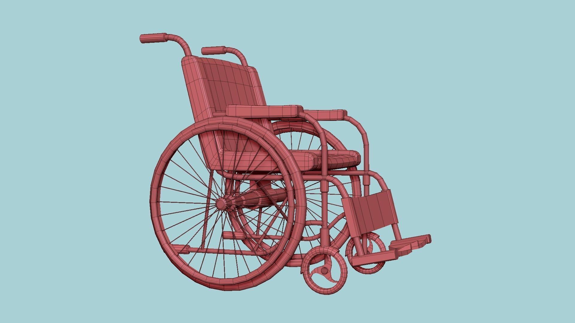 Wheelchair 01 Aqua- Character Design Accessory Inclusive Low-poly 3D model_15
