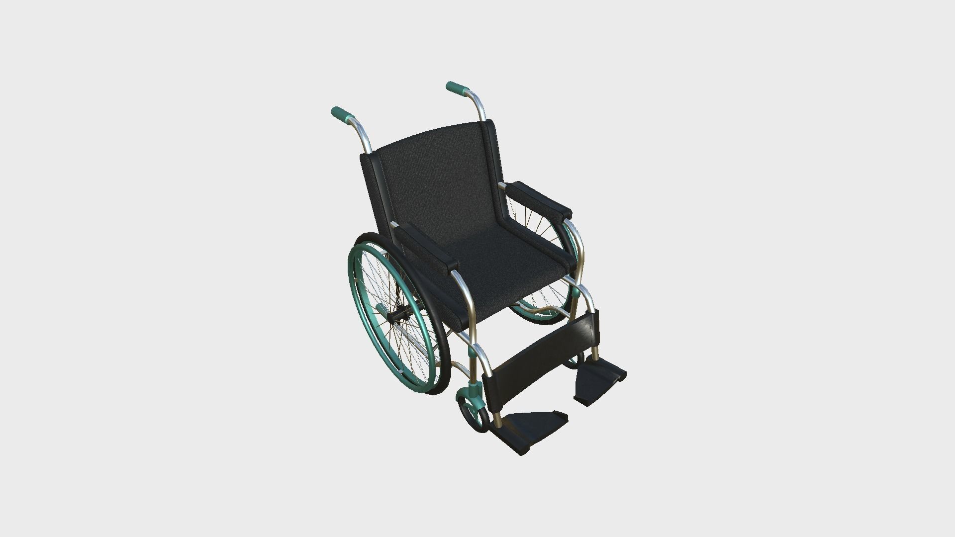 Wheelchair 01 Aqua- Character Design Accessory Inclusive Low-poly 3D model_1
