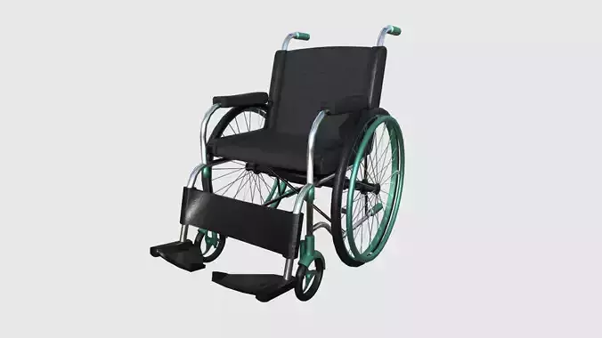 Wheelchair 01 Aqua- Character Design Accessory Inclusive Low-poly 3D model