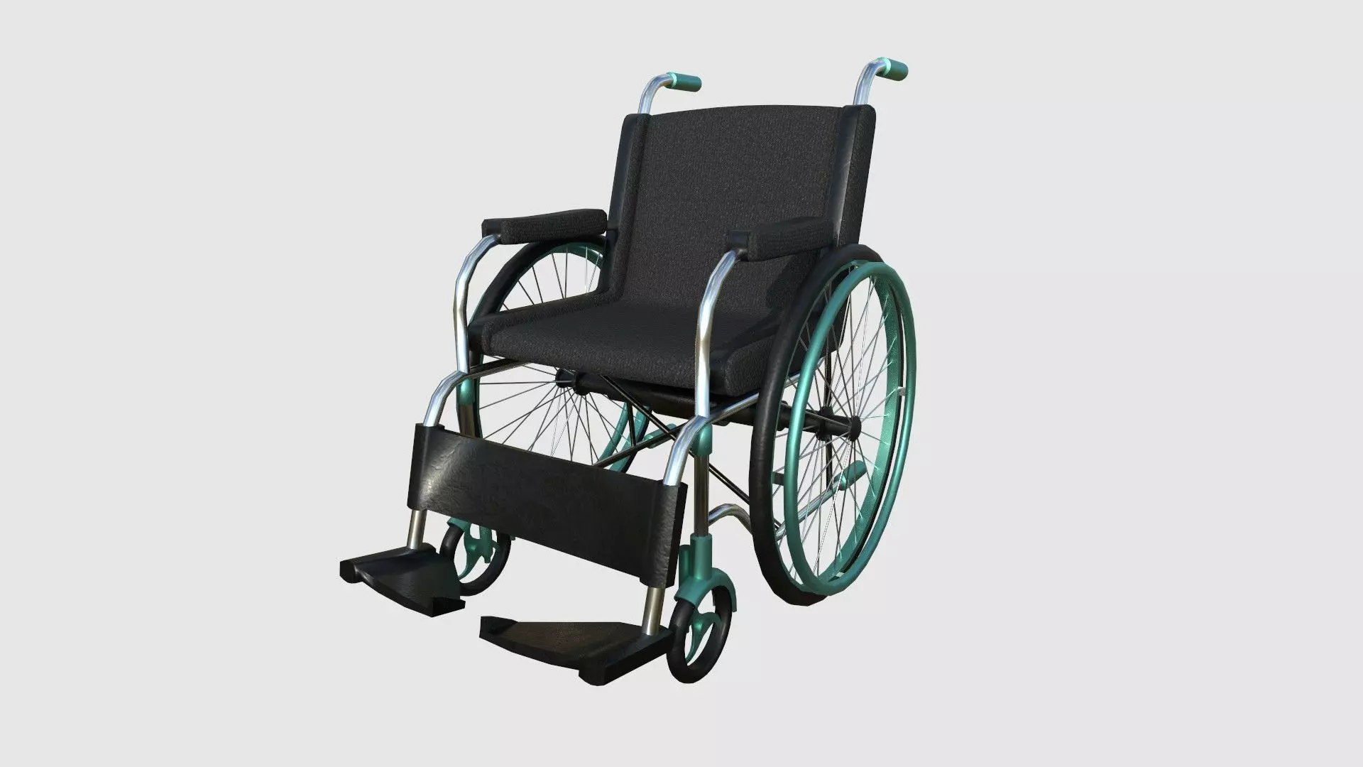 Wheelchair 01 Aqua- Character Design Accessory Inclusive Low-poly 3D model_0
