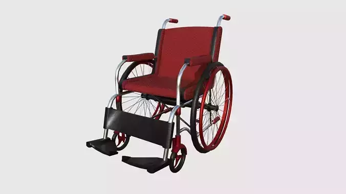 Wheelchair 02 Red - Character Design Accessory Inclusive Low-poly 3D model