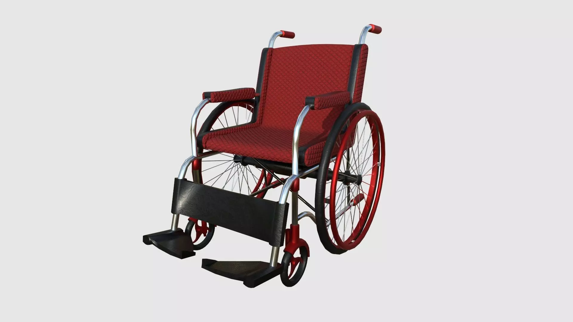 Wheelchair 02 Red - Character Design Accessory Inclusive Low-poly 3D model_0