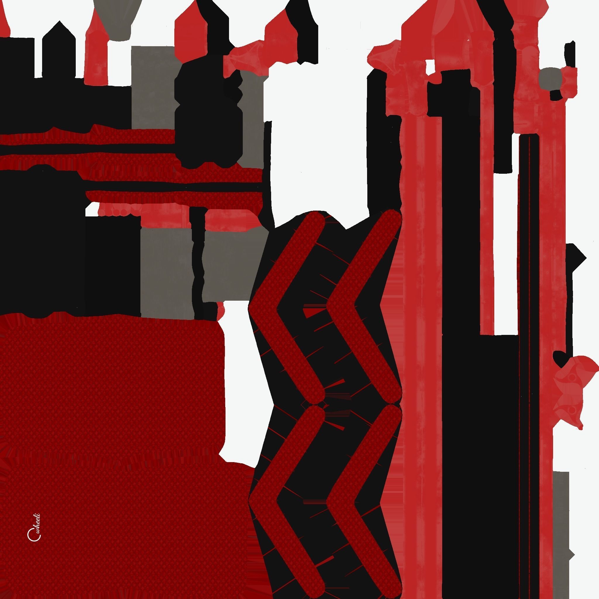 Wheelchair 02 Red - Character Design Accessory Inclusive Low-poly 3D model_17