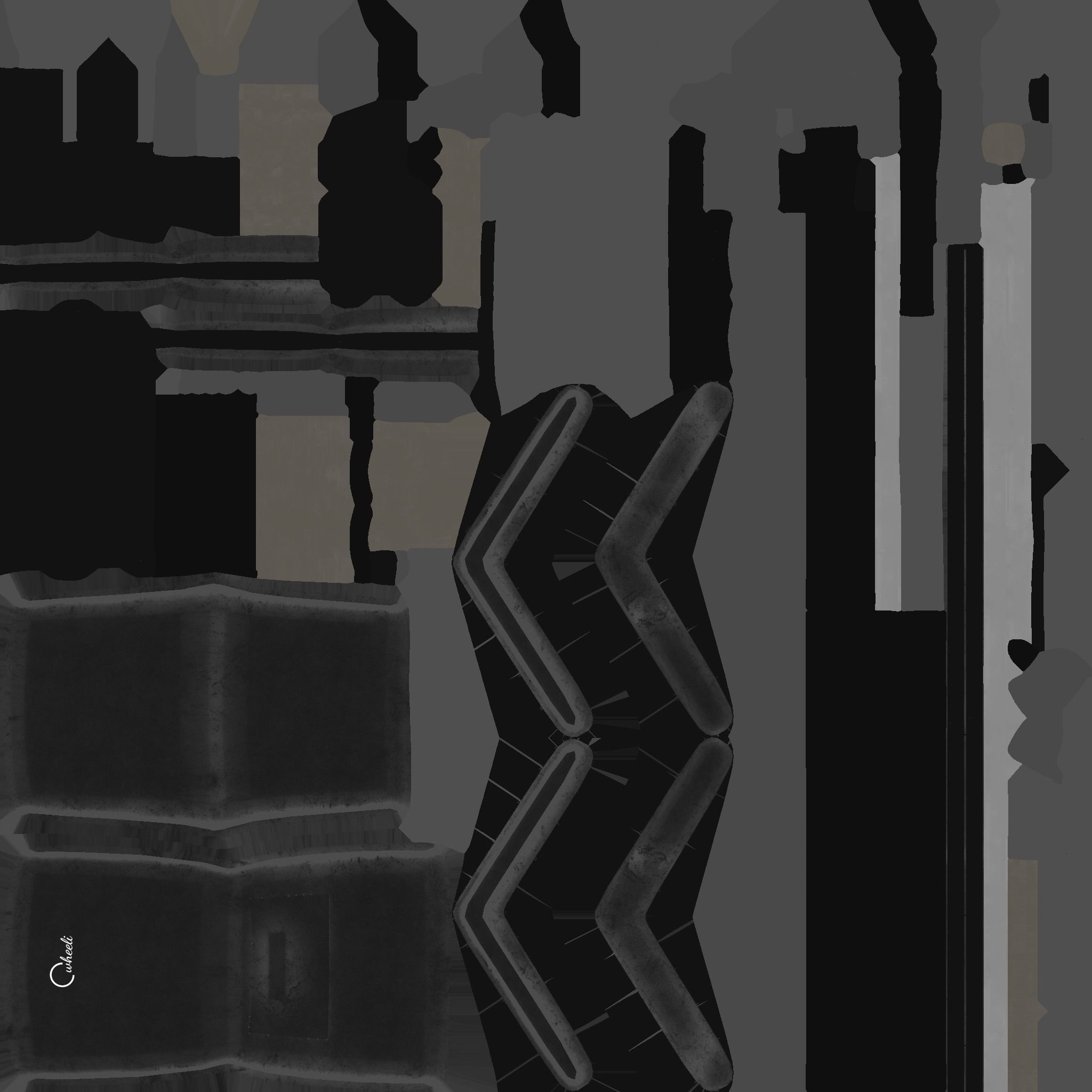 Wheelchair 03 Full Black - Character Design Accessory Inclusive Low-poly 3D model_17