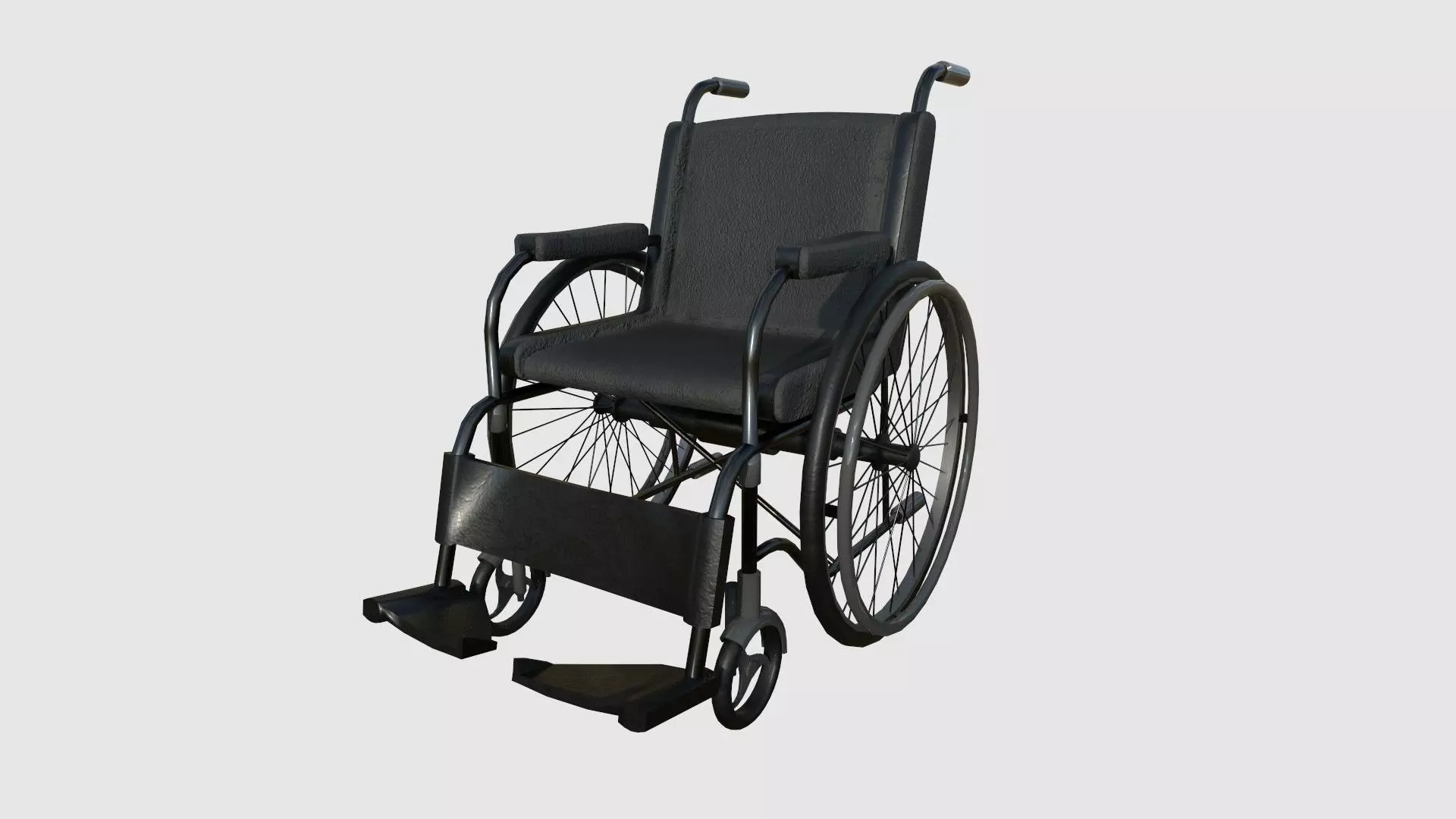 Wheelchair 03 Full Black - Character Design Accessory Inclusive Low-poly 3D model_0