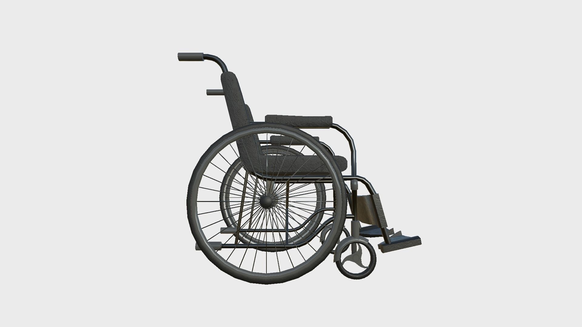 Wheelchair 03 Full Black - Character Design Accessory Inclusive Low-poly 3D model_3