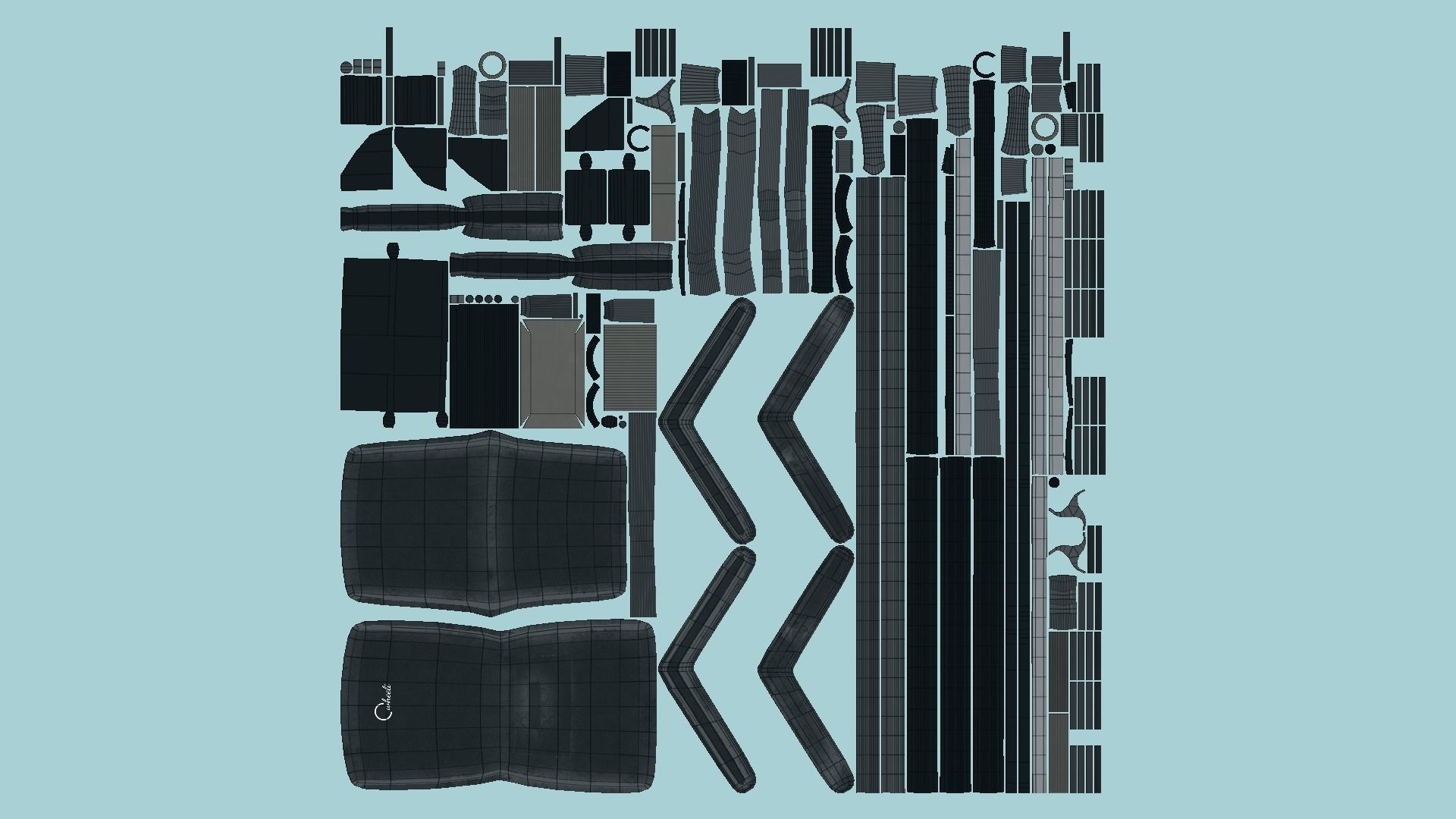 Wheelchair 03 Full Black - Character Design Accessory Inclusive Low-poly 3D model_5