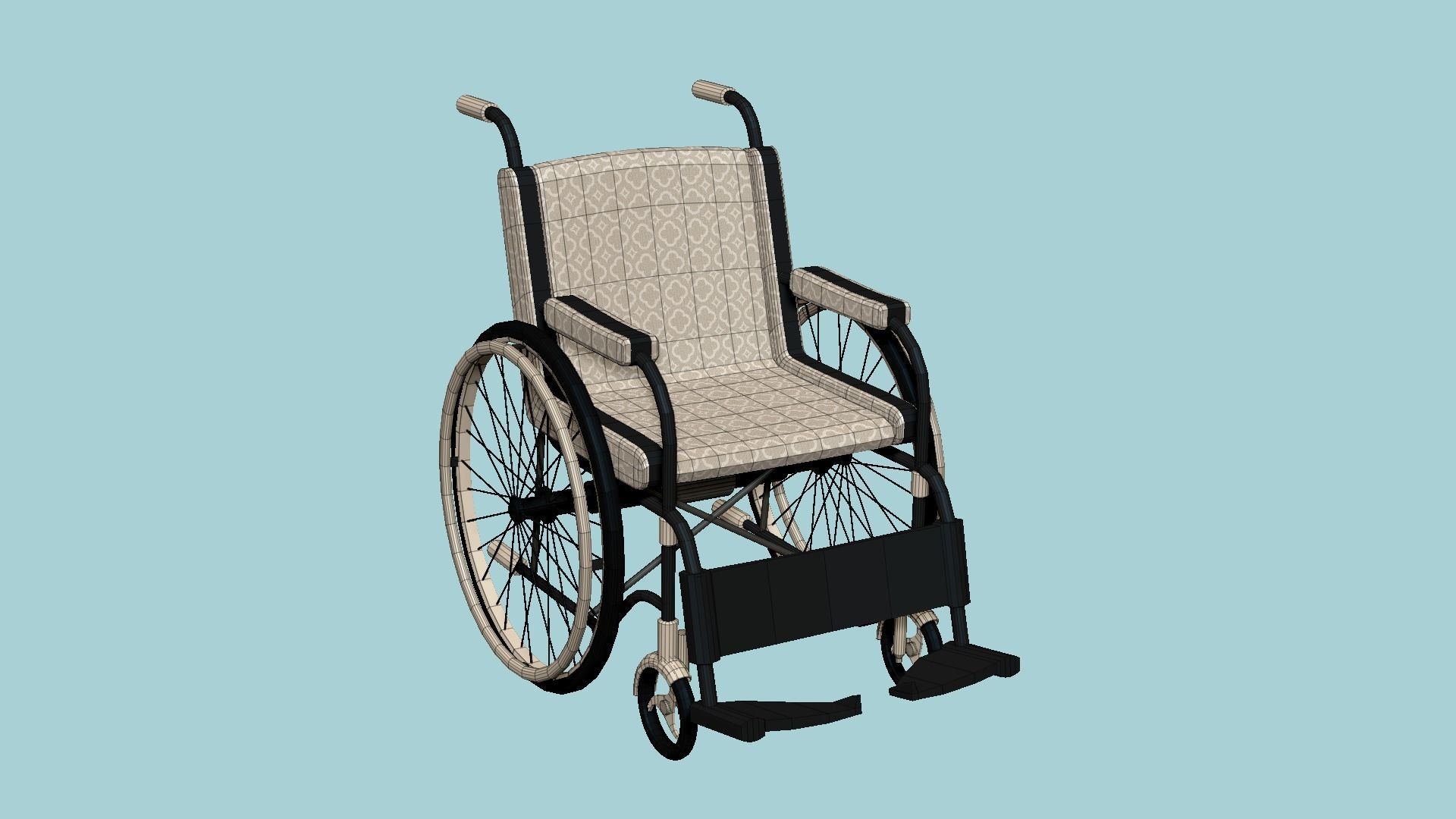 Wheelchair 05 Beige - Character Design Accessory Inclusive Low-poly 3D model_6