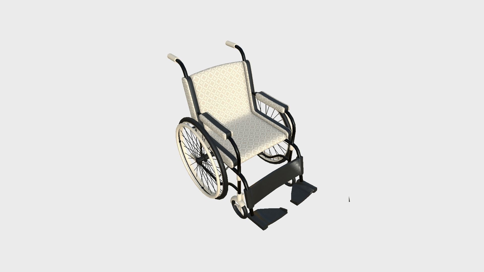 Wheelchair 05 Beige - Character Design Accessory Inclusive Low-poly 3D model_1