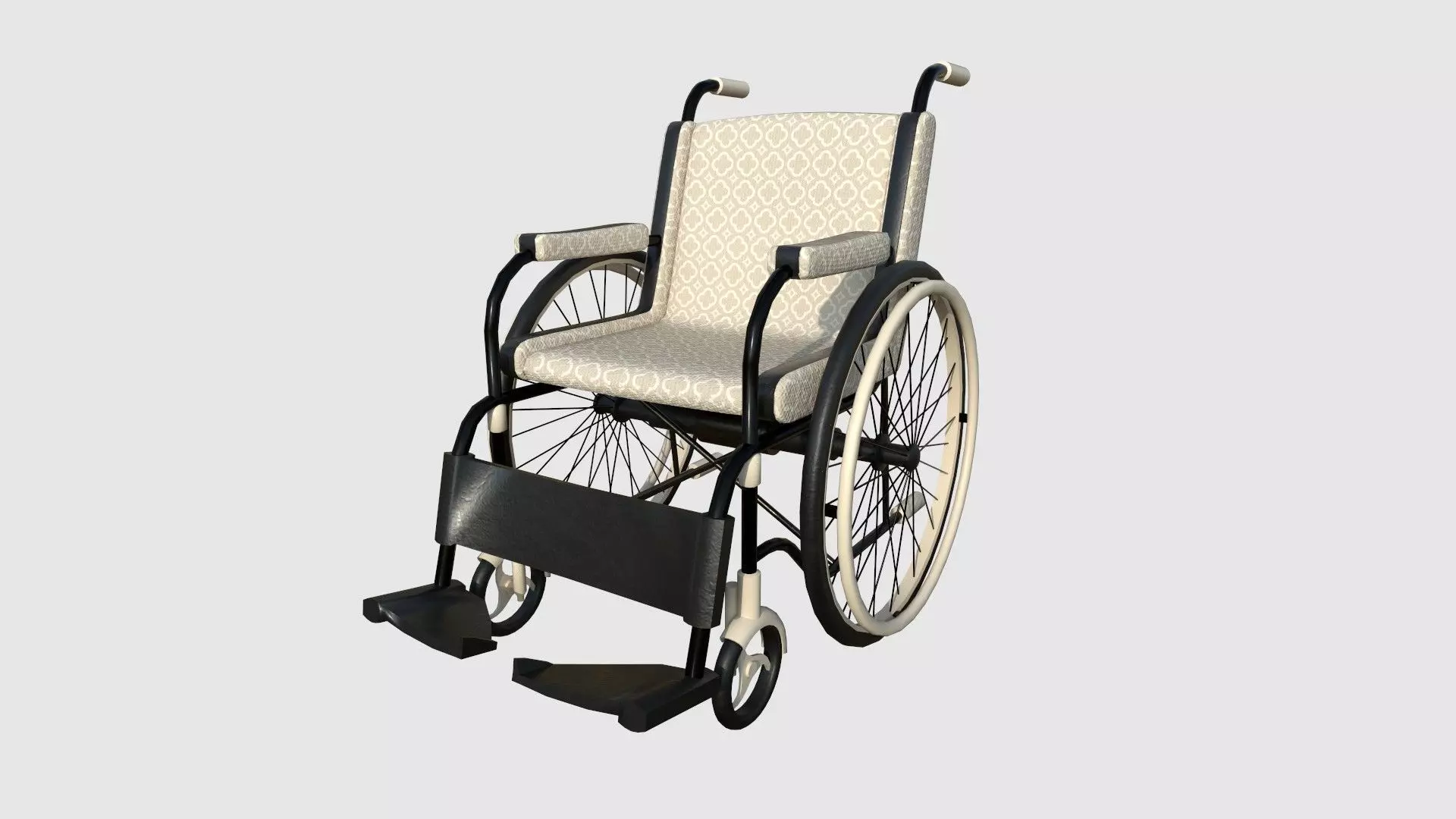 Wheelchair 05 Beige - Character Design Accessory Inclusive Low-poly 3D model_0