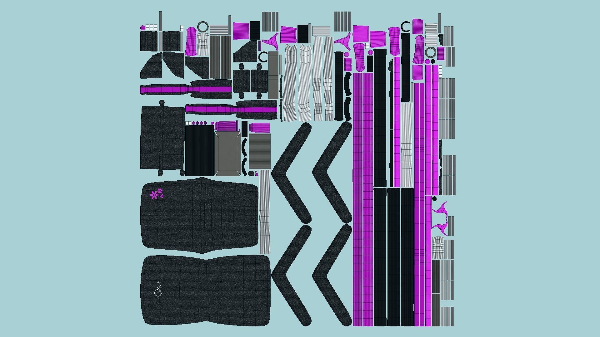 Wheelchair 06 Pink - Character Design Accessory Inclusive Low-poly 3D model_5