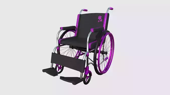 Wheelchair 06 Pink - Character Design Accessory Inclusive Low-poly 3D model