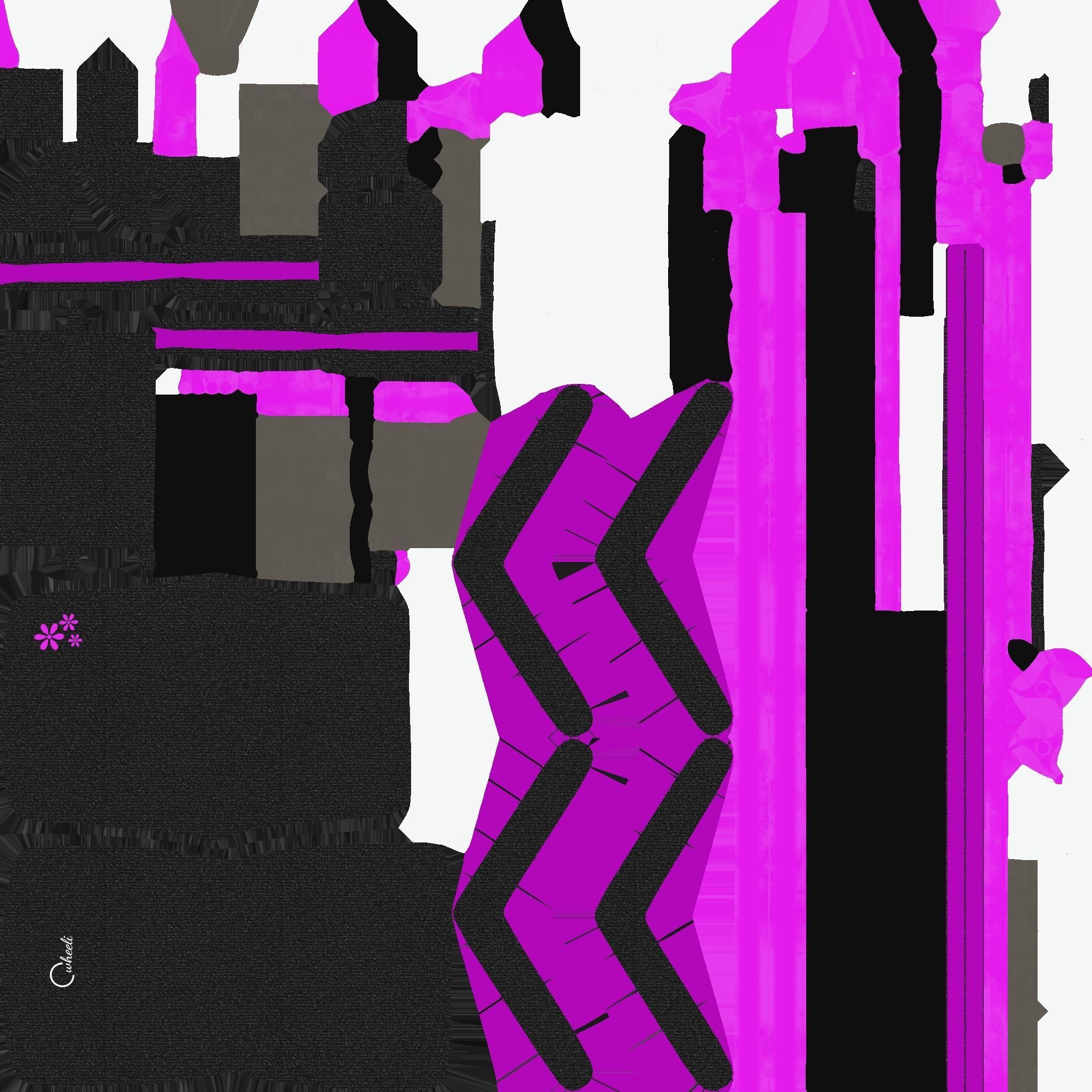 Wheelchair 06 Pink - Character Design Accessory Inclusive Low-poly 3D model_17