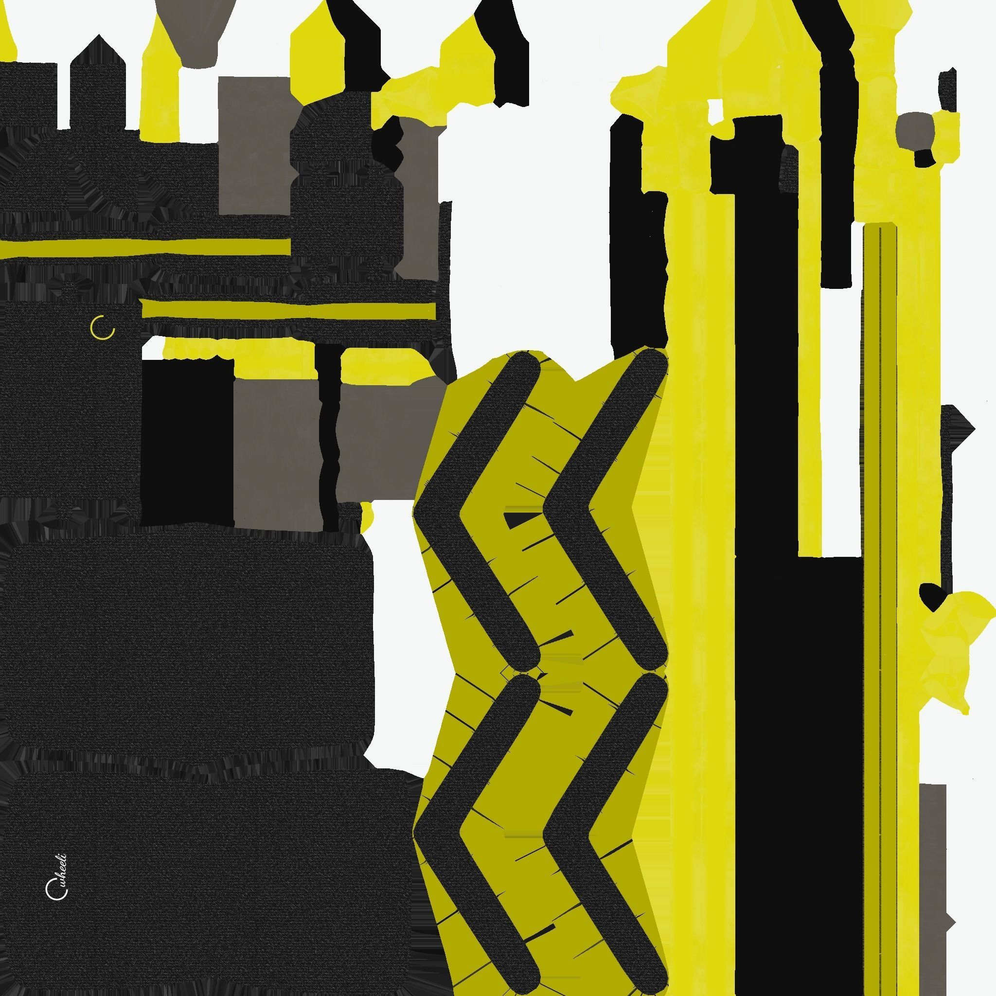 Wheelchair 07 Yellow - Character Design Accessory Inclusive Low-poly 3D model_17