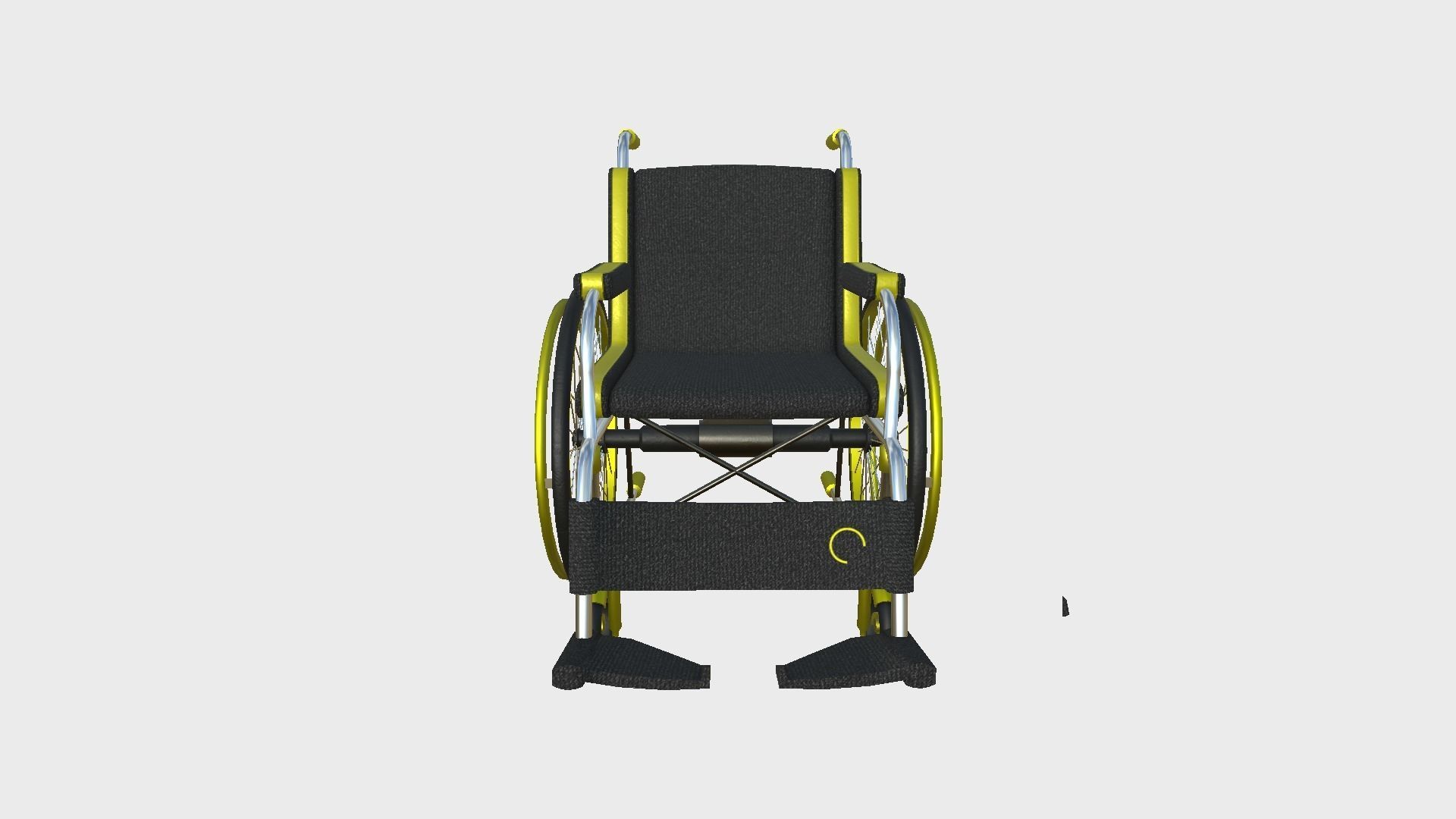 Wheelchair 07 Yellow - Character Design Accessory Inclusive Low-poly 3D model_2