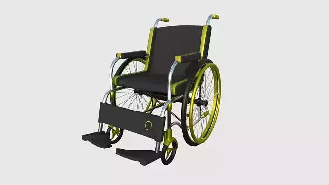 Wheelchair 07 Yellow - Character Design Accessory Inclusive Low-poly 3D model