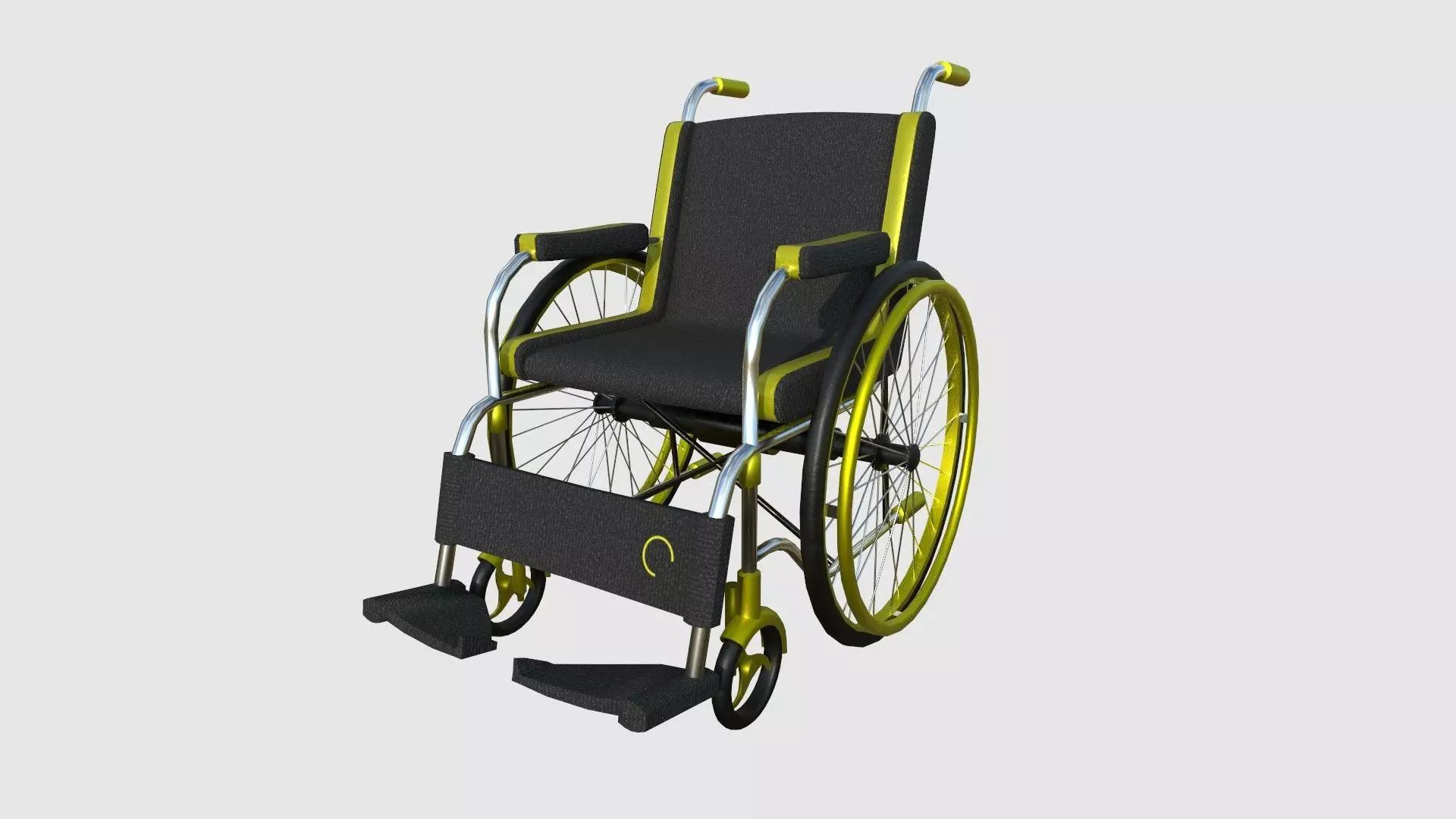 Wheelchair 07 Yellow - Character Design Accessory Inclusive Low-poly 3D model_0