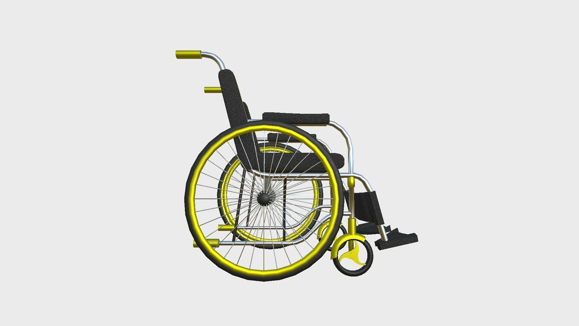 Wheelchair 07 Yellow - Character Design Accessory Inclusive Low-poly 3D model_3