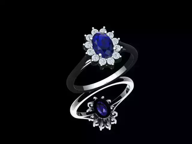 Lady D Ring with Diamond and Precious Gemstone
