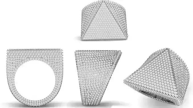 Triangular Pyramid Shape Champions Diamond Ring  3D print model