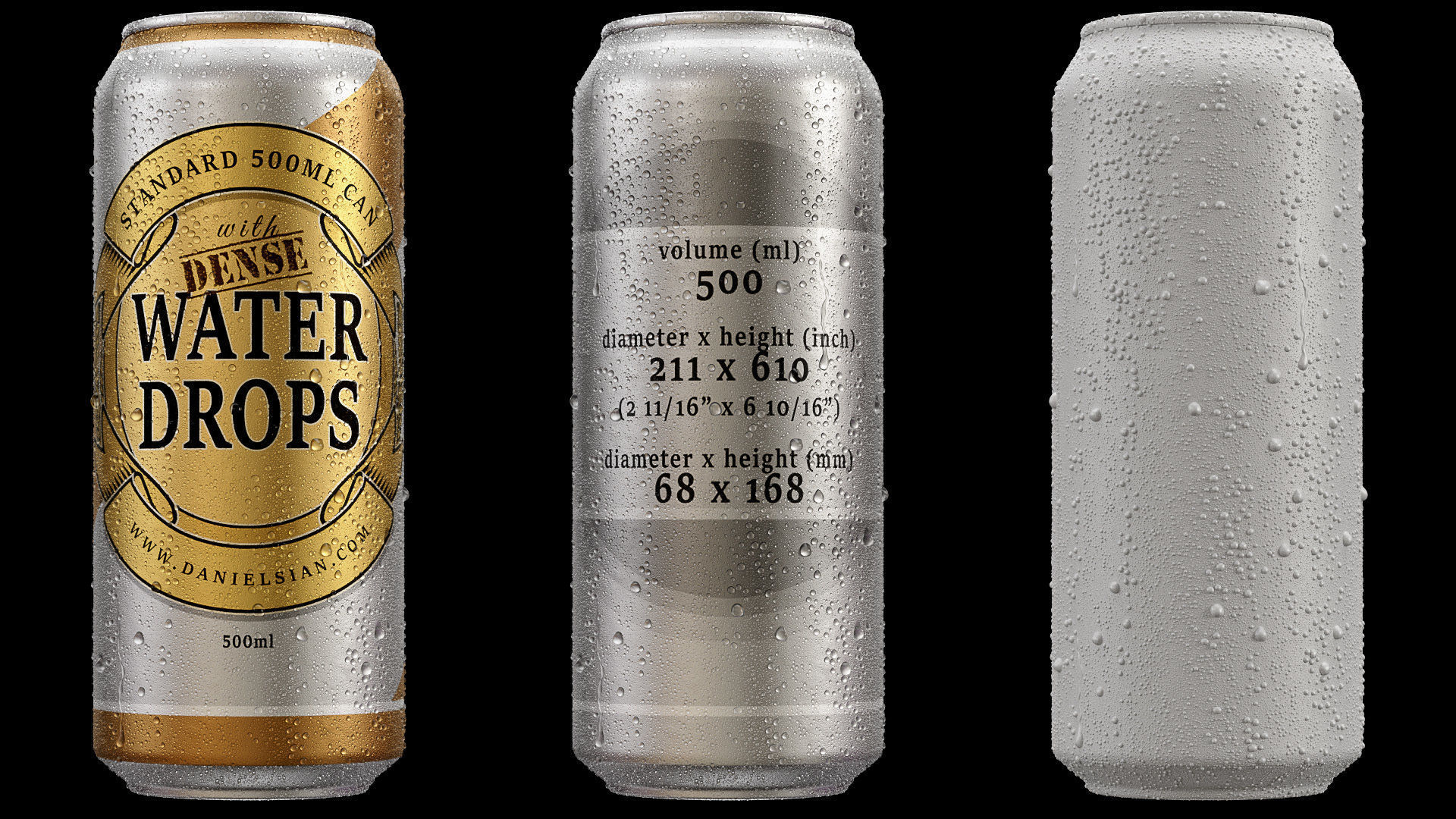 Standard 500ml Beverage Can with Dense Water Drops 3D model_6