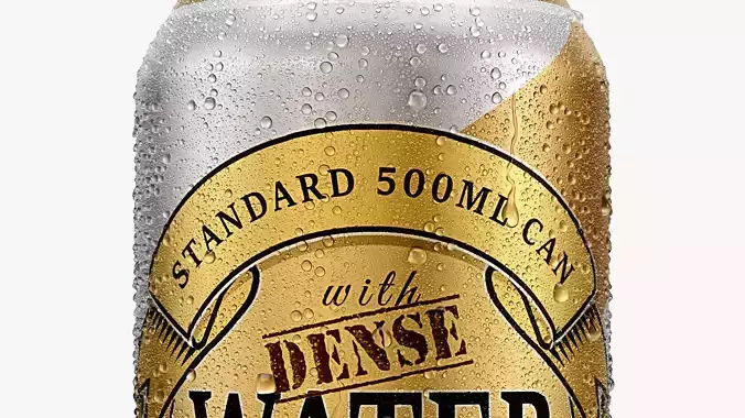 Standard 500ml Beverage Can with Dense Water Drops 3D model
