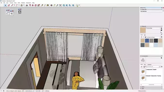 Bedroom room with bed and chair