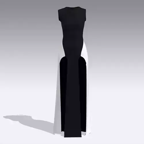 DRESS BLACK AND WHITE LONG DRESS MODERN