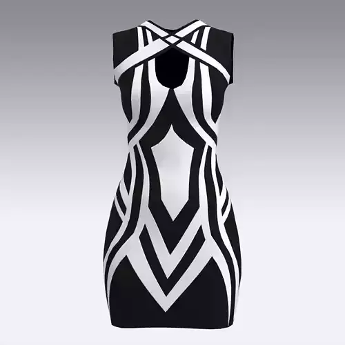 DRESS BLACK AND WHITE SYMETRIC LOOK