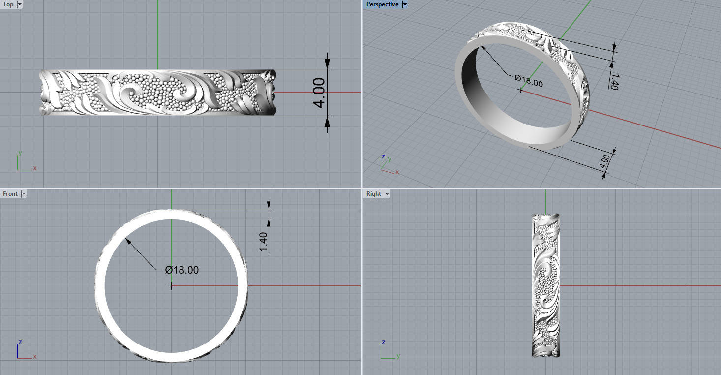 Wedding ring Golden Ratio R18 all sizes 3D print model_2
