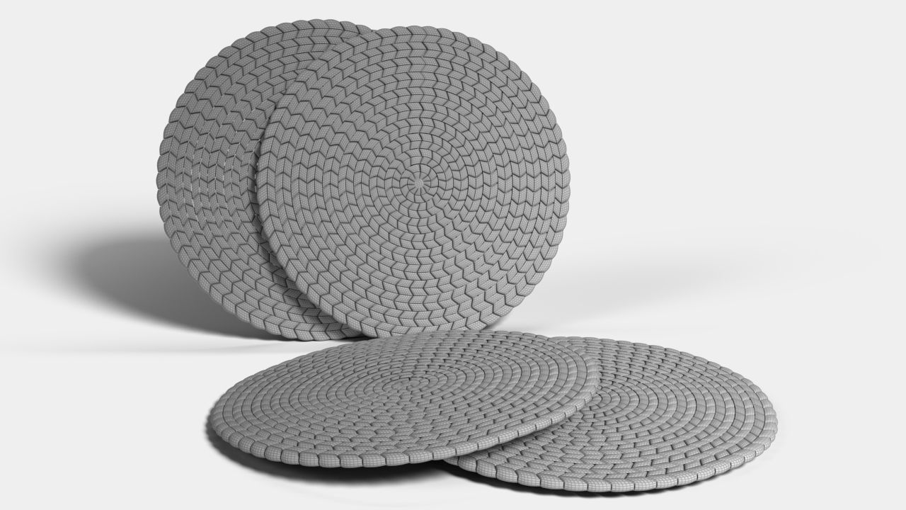 Round wicker coaster 3D model_5