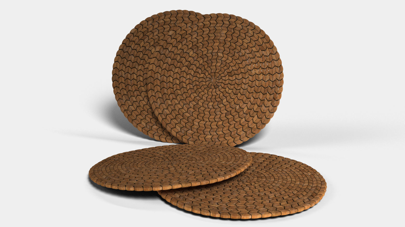 Round wicker coaster 3D model_1