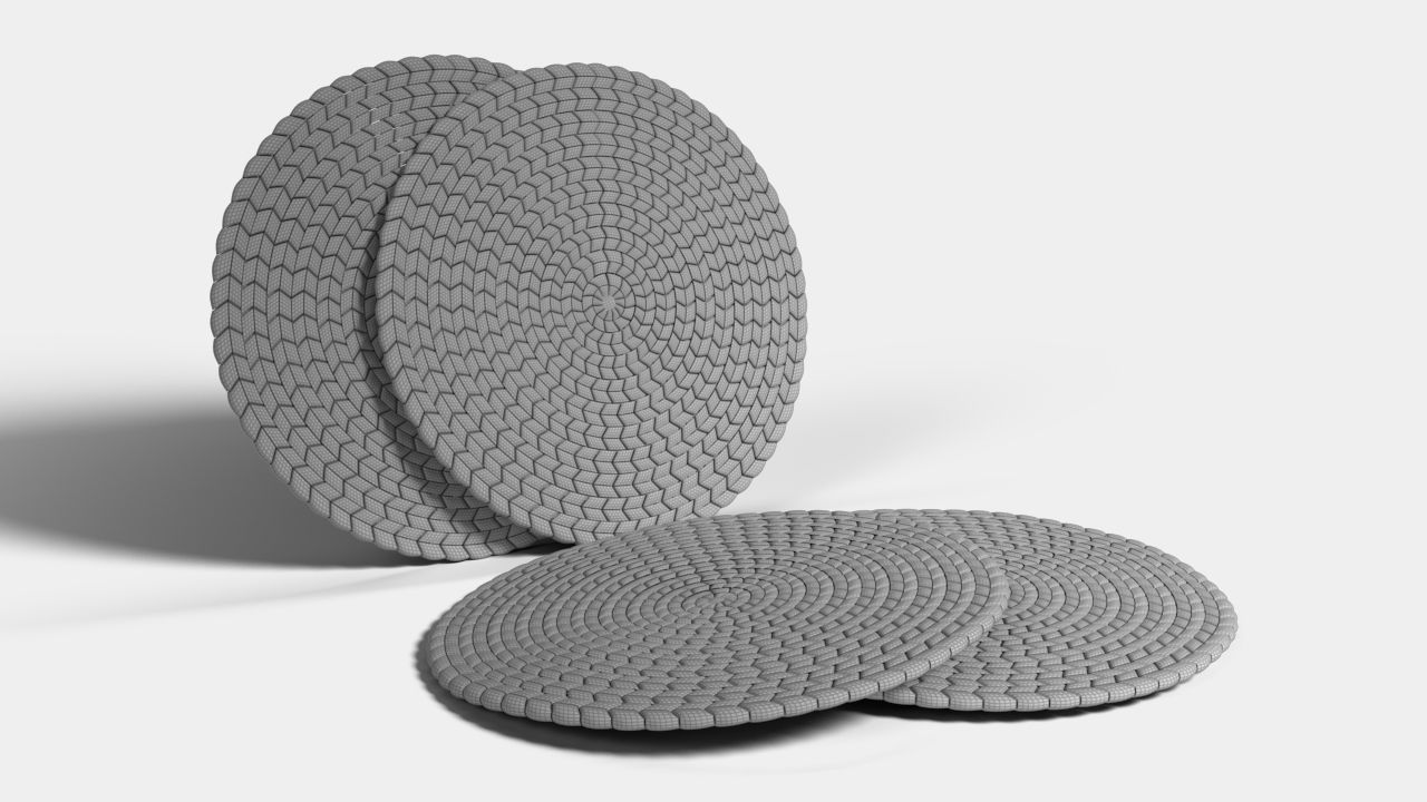 Round wicker coaster 3D model_7