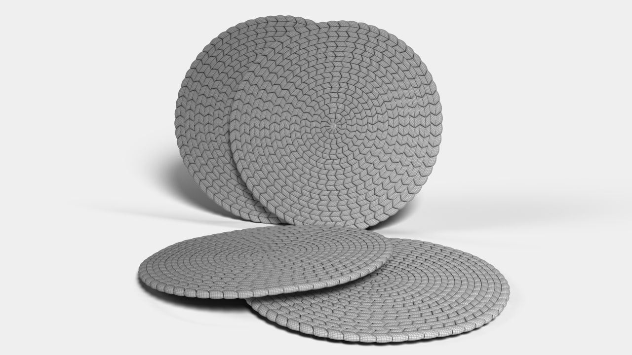 Round wicker coaster 3D model_6