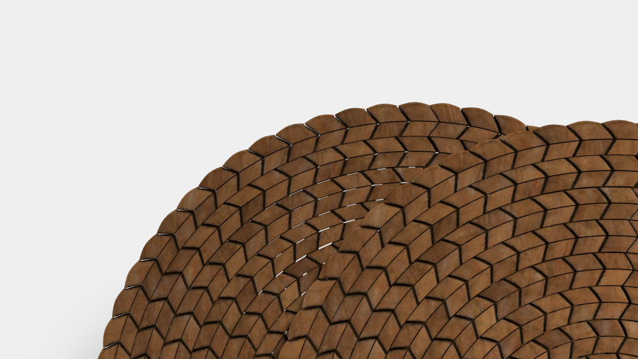 Round wicker coaster 3D model_4