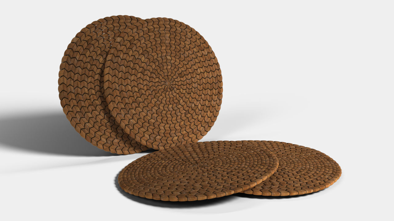 Round wicker coaster 3D model_2