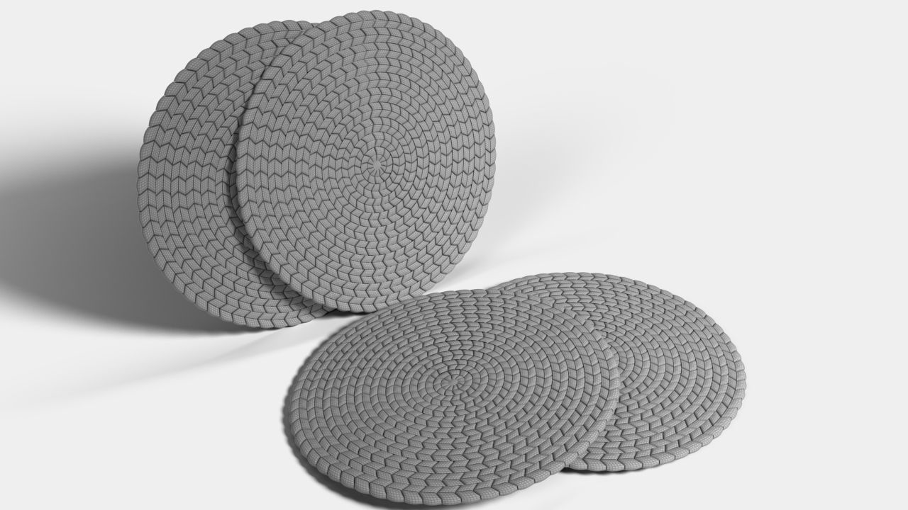 Round wicker coaster 3D model_8