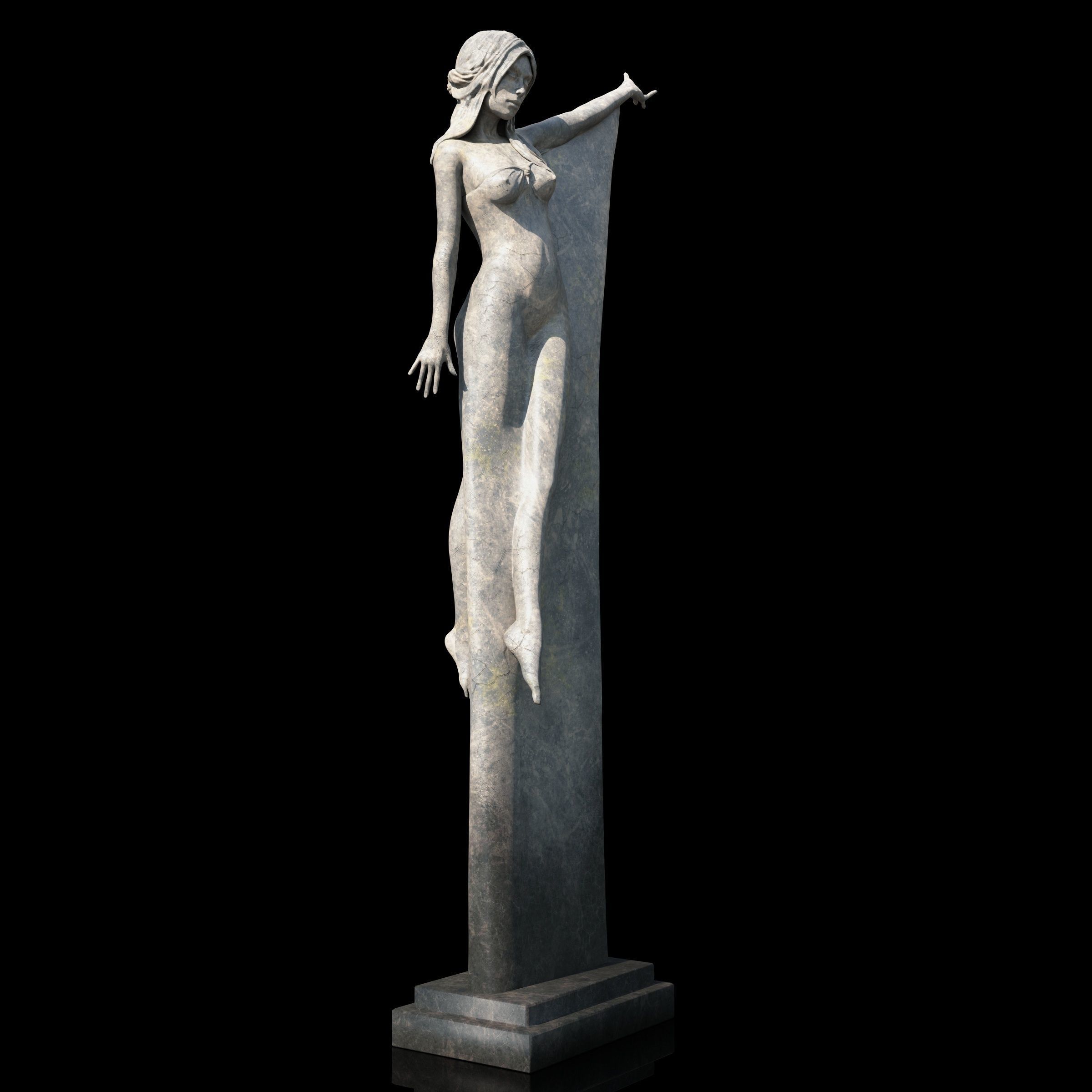 Seraphina bronze sculpture of woman 3D model_3