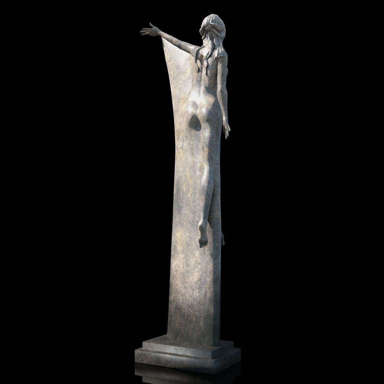 Seraphina bronze sculpture of woman 3D model_4