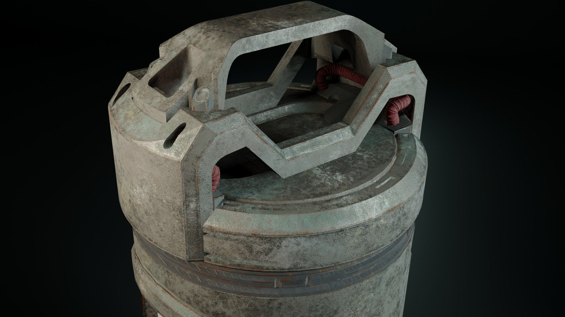 Sci-Fi Canister Cylinder Low-poly 3D model_8