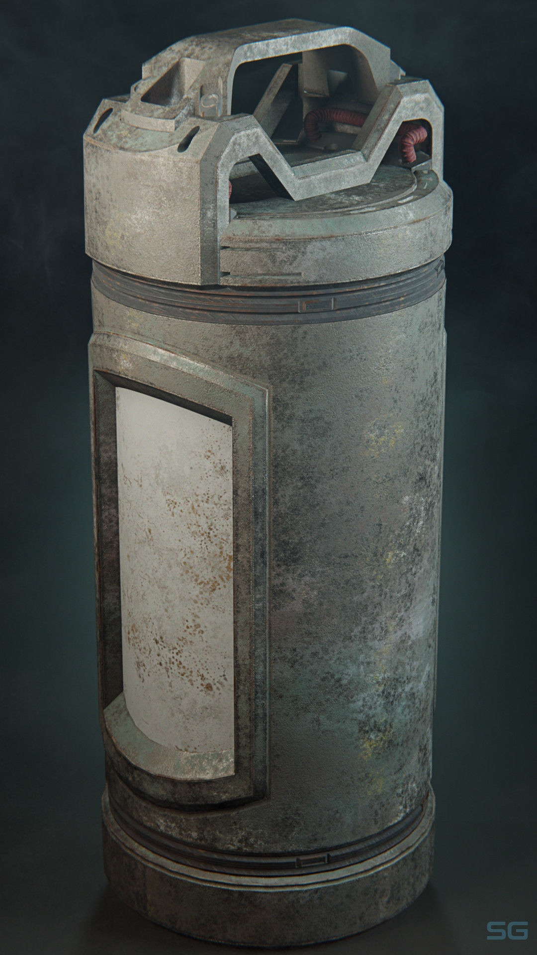 Sci-Fi Canister Cylinder Low-poly 3D model_1