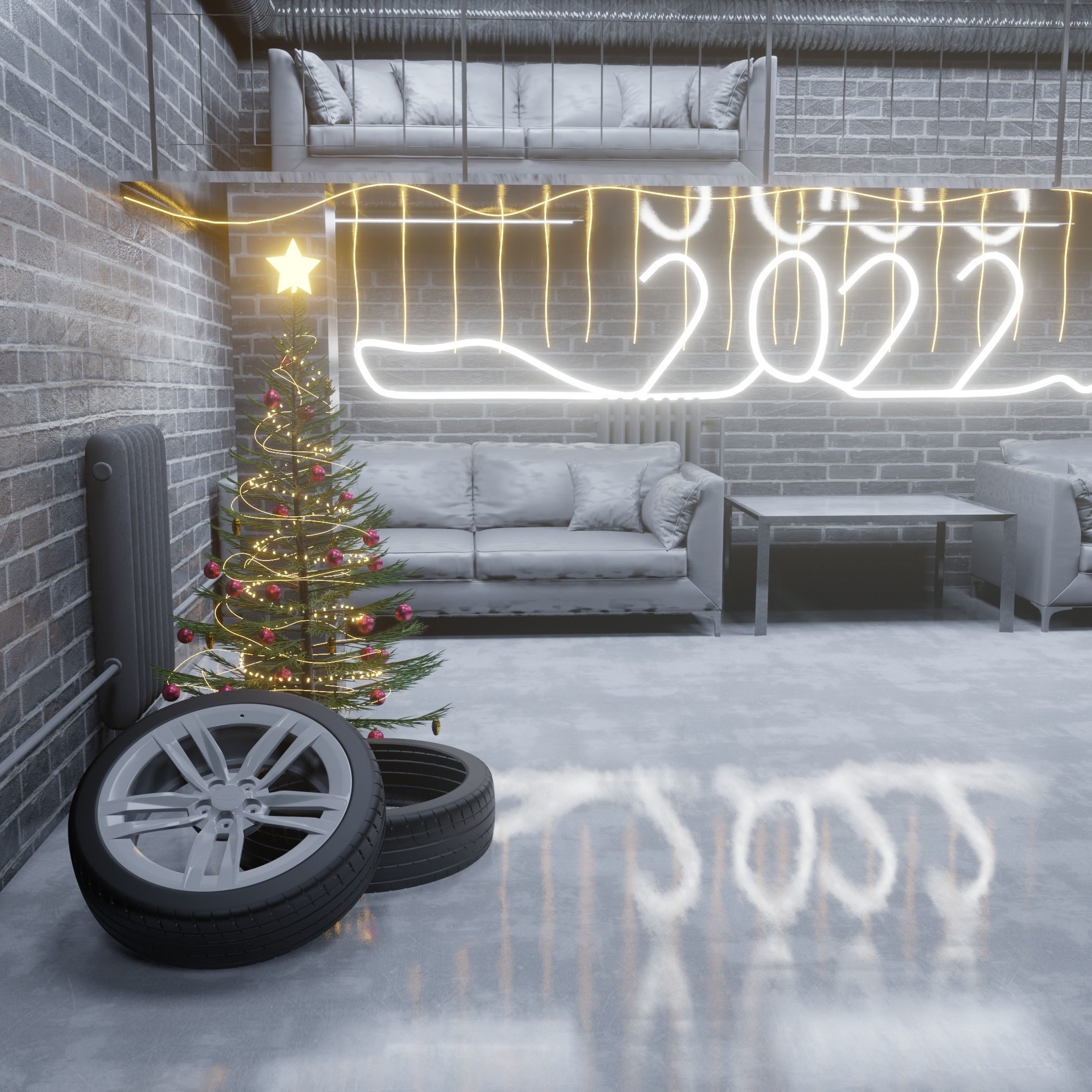 Christmas interior  3D model_4