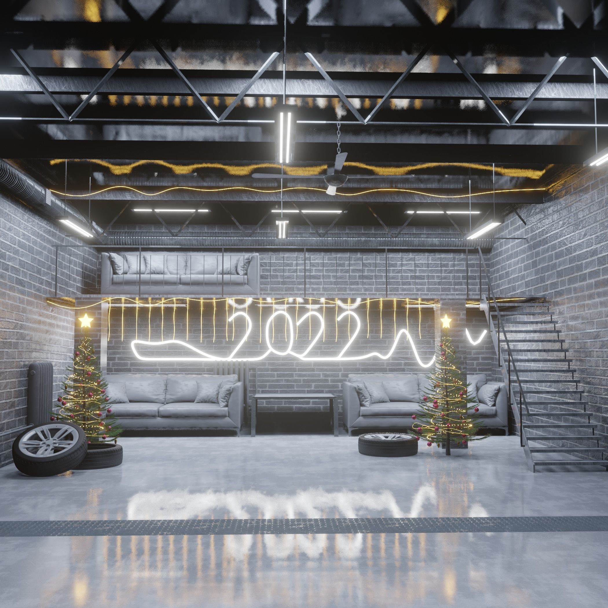 Christmas interior  3D model_3