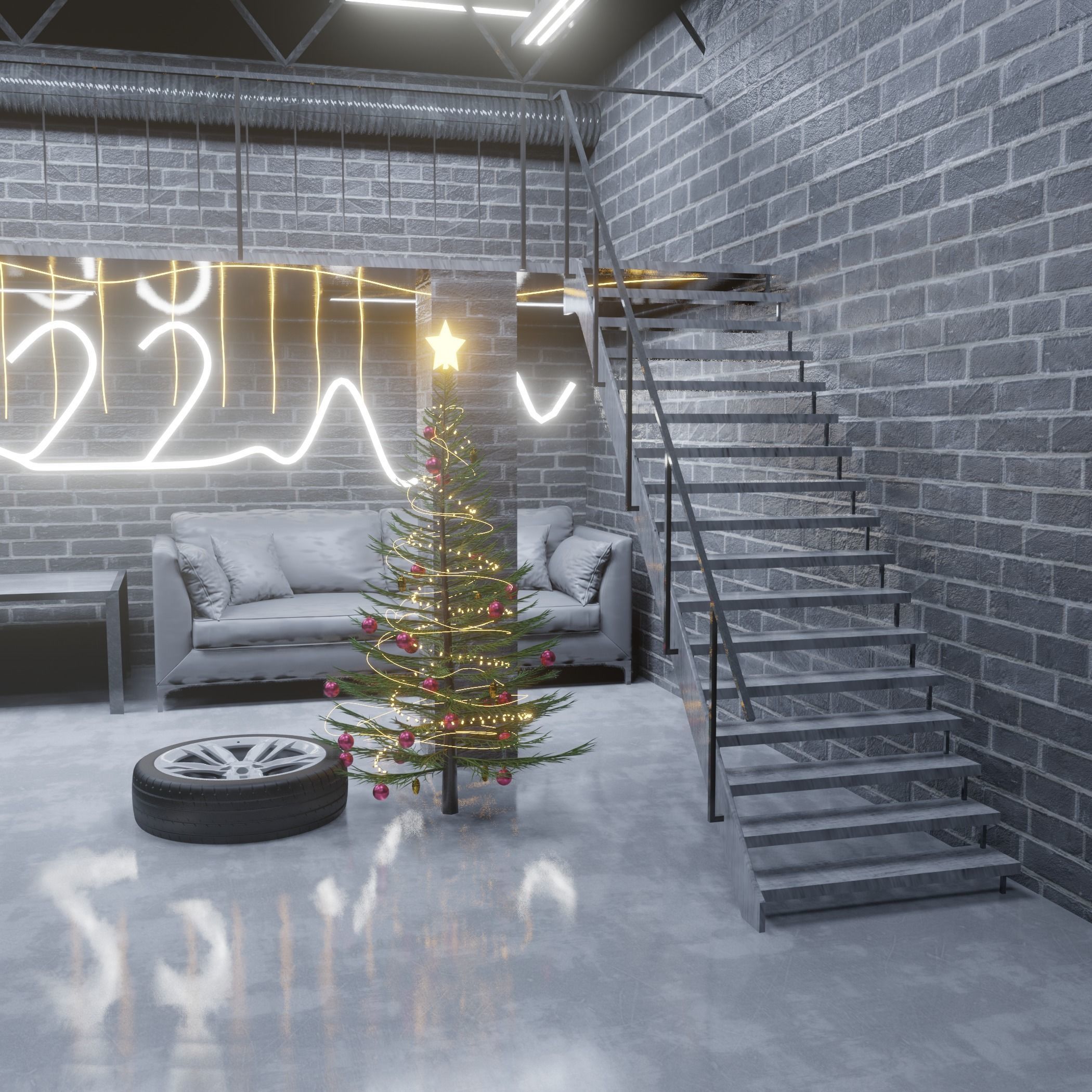 Christmas interior  3D model_1