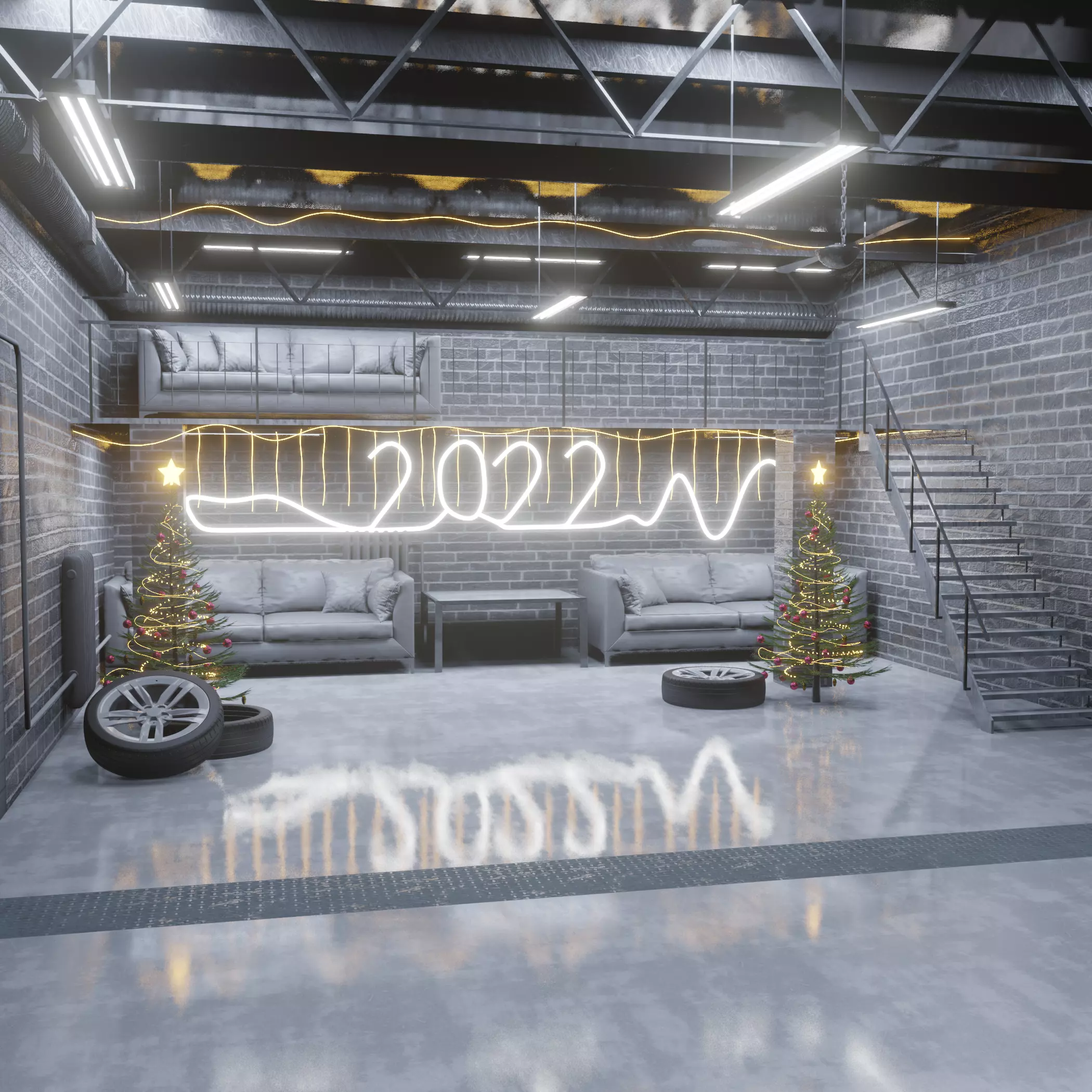 Christmas interior  3D model_0