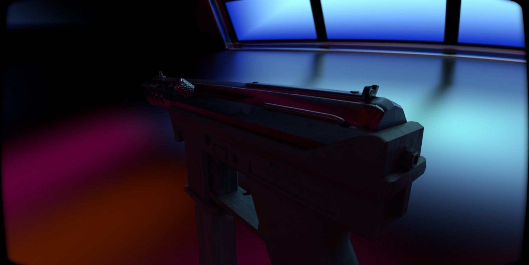 LOW POLY - Tec-9 Semi-Auto SMG Free low-poly 3D model_1