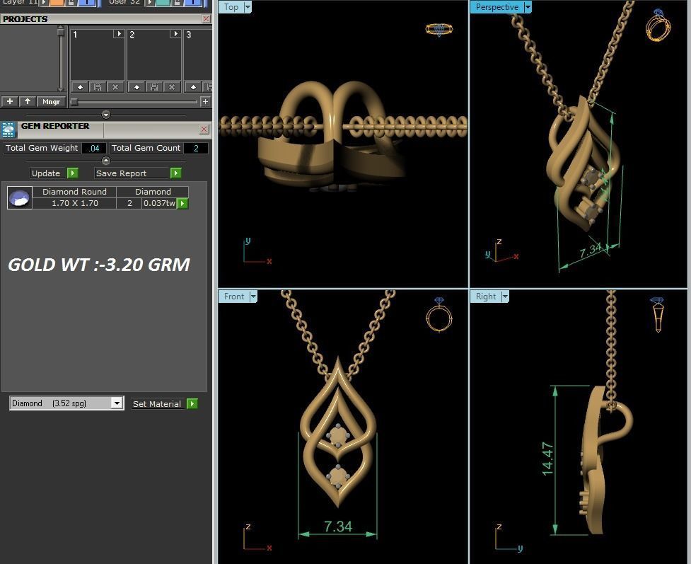 Women pendant 3dm render detail 3D print model_7